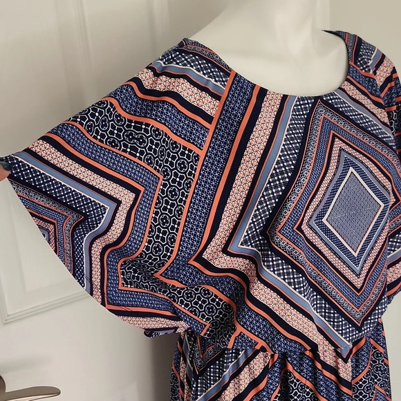 Halo Orange & Blue Geometric Dress - Picture 6 of 12
